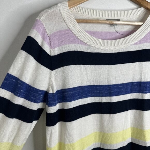Talbots Sweater Womens Large Multi Color Striped Coastal Casual Preppy - EUC - Picture 3 of 12